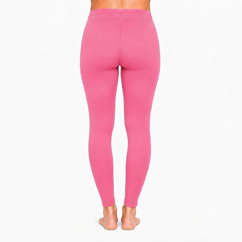 Pink Ankle Cotton Leggings With Drawstring