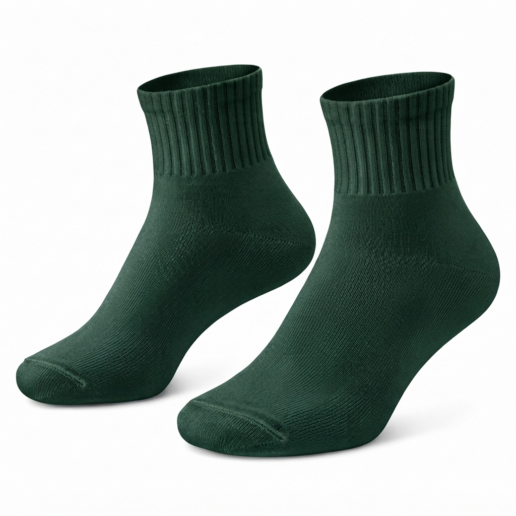 Terry Cotton Ankle Length Dark Green Socks