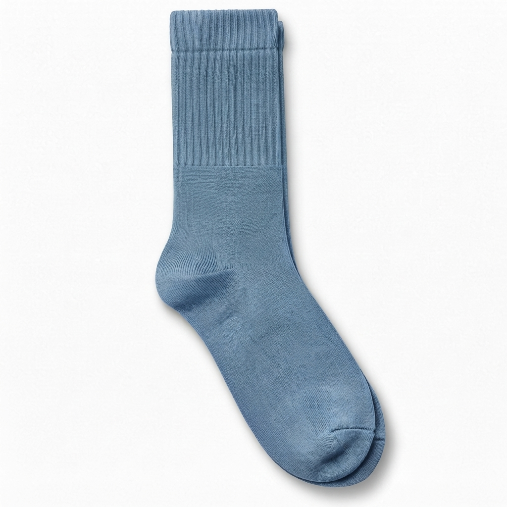 Terry Cotton Calf Length Faded Blue Socks