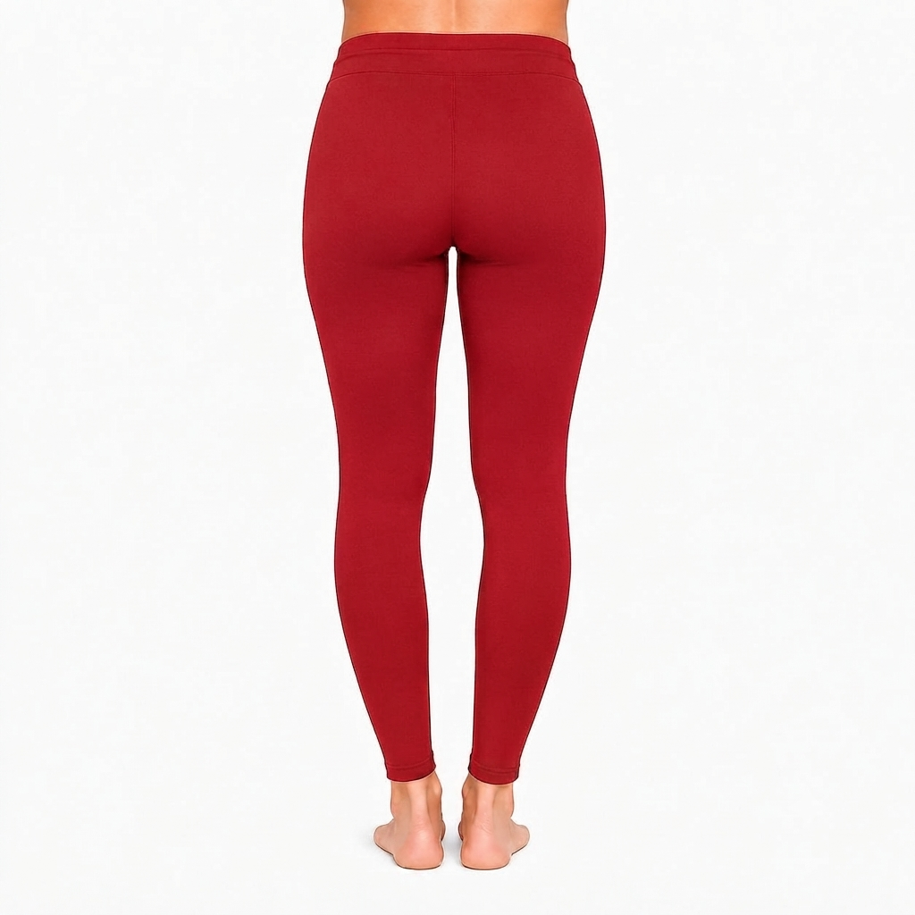 Red Ankle Cotton Leggings With Drawstring