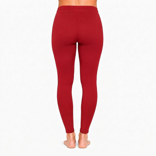 Red Ankle Cotton Leggings With Drawstring