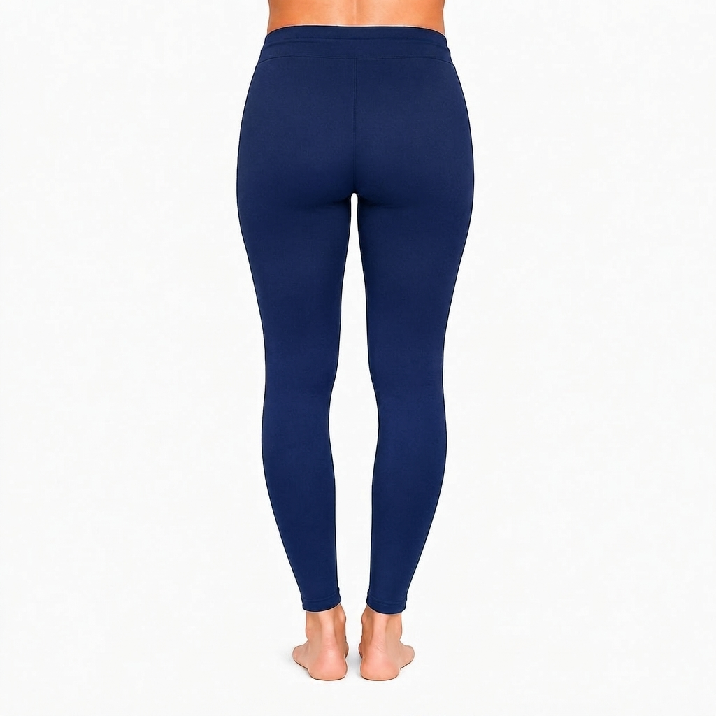 Navy Blue Ankle Cotton Leggings With Drawstring