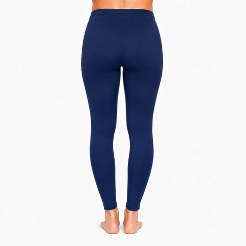 Navy Blue Ankle Cotton Leggings With Drawstring