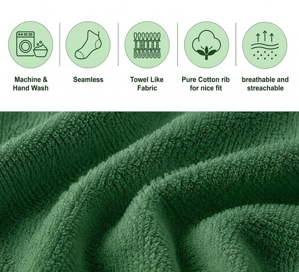 Dark Green Ankle Length Pure Cotton Socks 4 Pairs