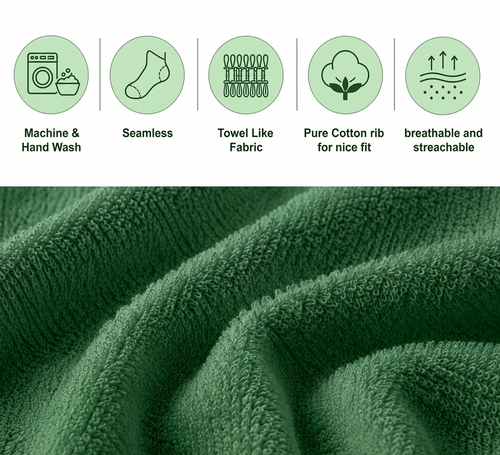 Dark Green Ankle Length Pure Cotton Socks 4 Pairs