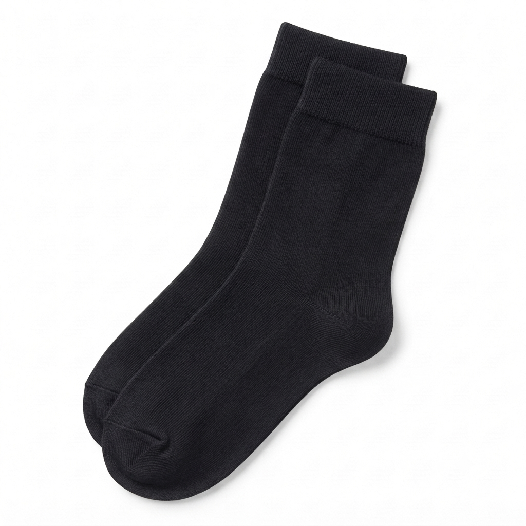 Stretch Fit Ankle Length Plain Black Socks
