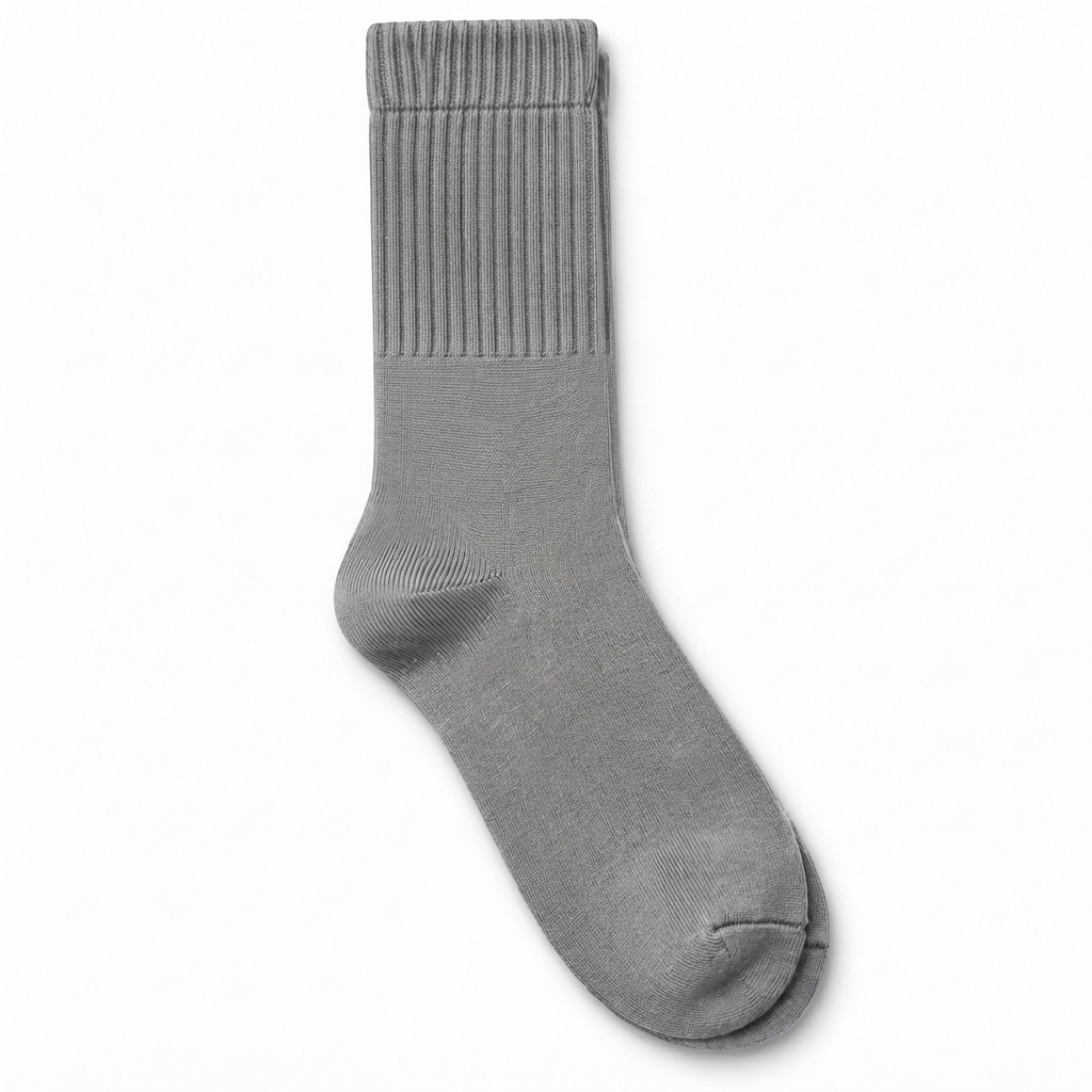 Terry Cotton Calf Length Grey Socks