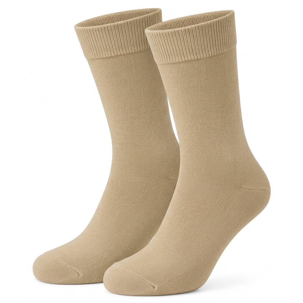 Stretch Fit Calf Length Khakhi Socks