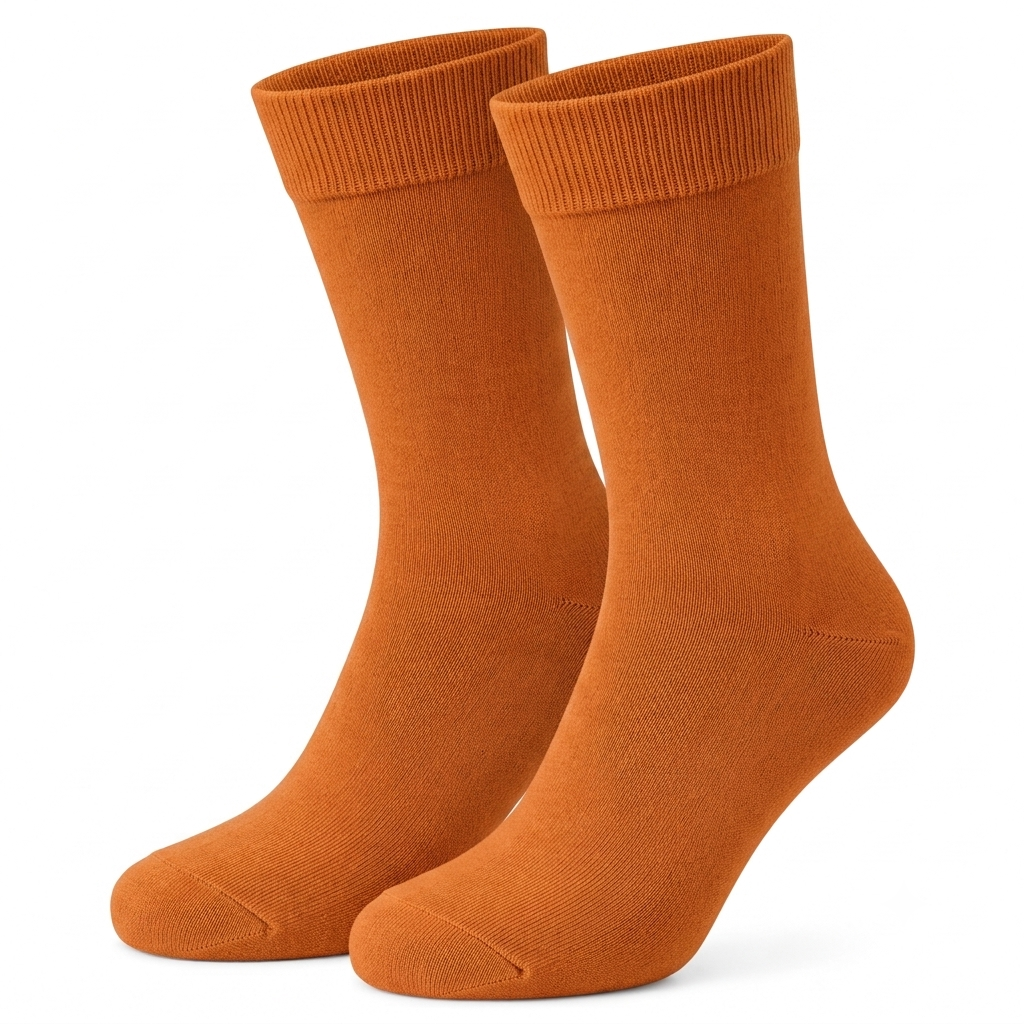 Stretch Fit Calf Length Orange Socks