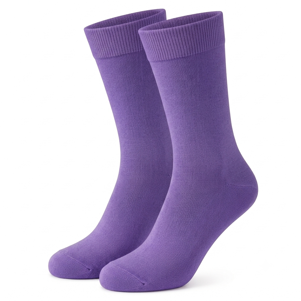 Stretch Fit Calf Length Purple Socks