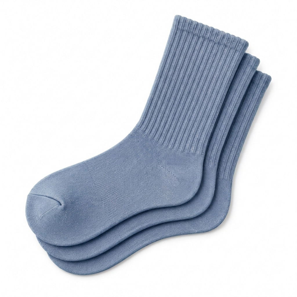 Faded Blue Blue Calf Length Pure Cotton Socks 4 Pairs
