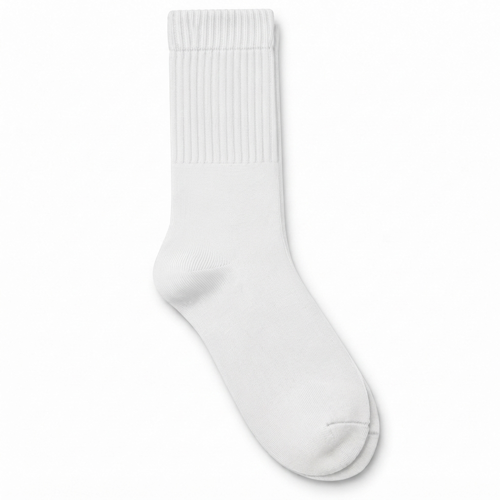 Terry Cotton Calf Length White Socks