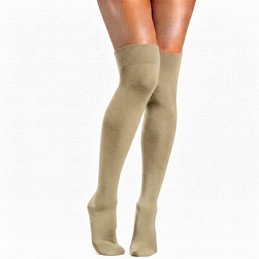 Khakhi Knee Length Cotton Socks Non Terry