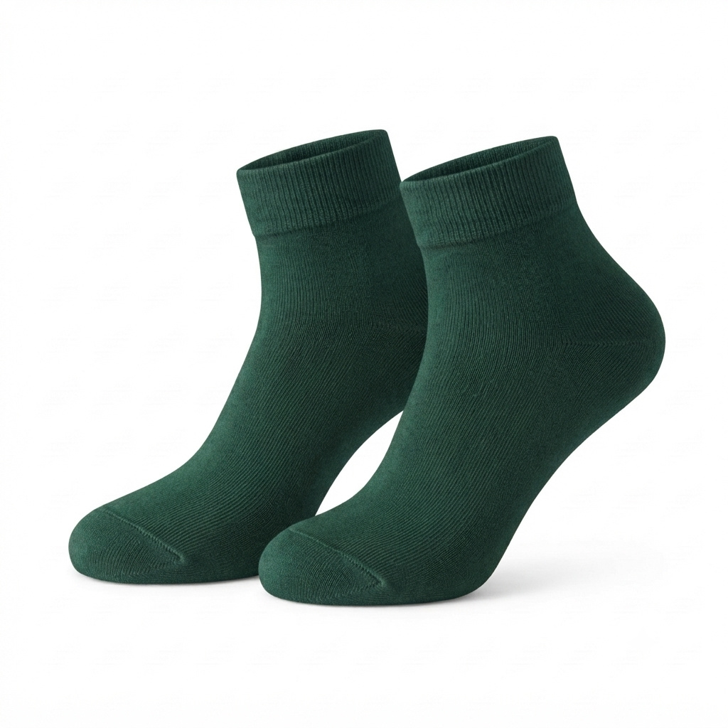 Stretch Fit Ankle Length Plain Green Socks