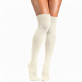 Cream Knee Length Cotton Socks Non Terry
