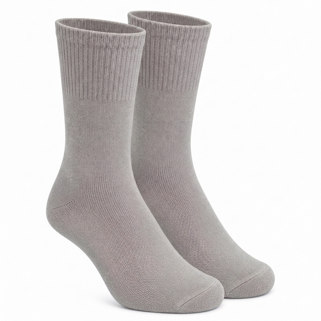 Grey Calf Length Pure Cotton Socks 4 Pairs