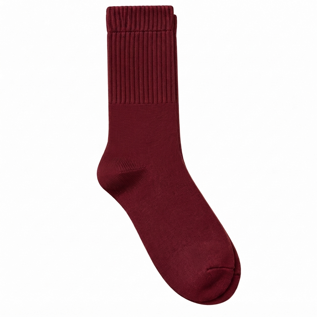 Terry Cotton Calf Length Wine Red Socks