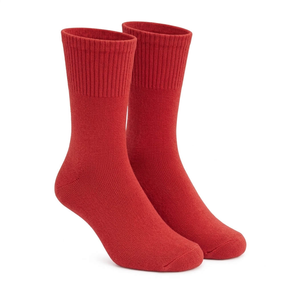 Terry Cotton Calf Length Red Socks