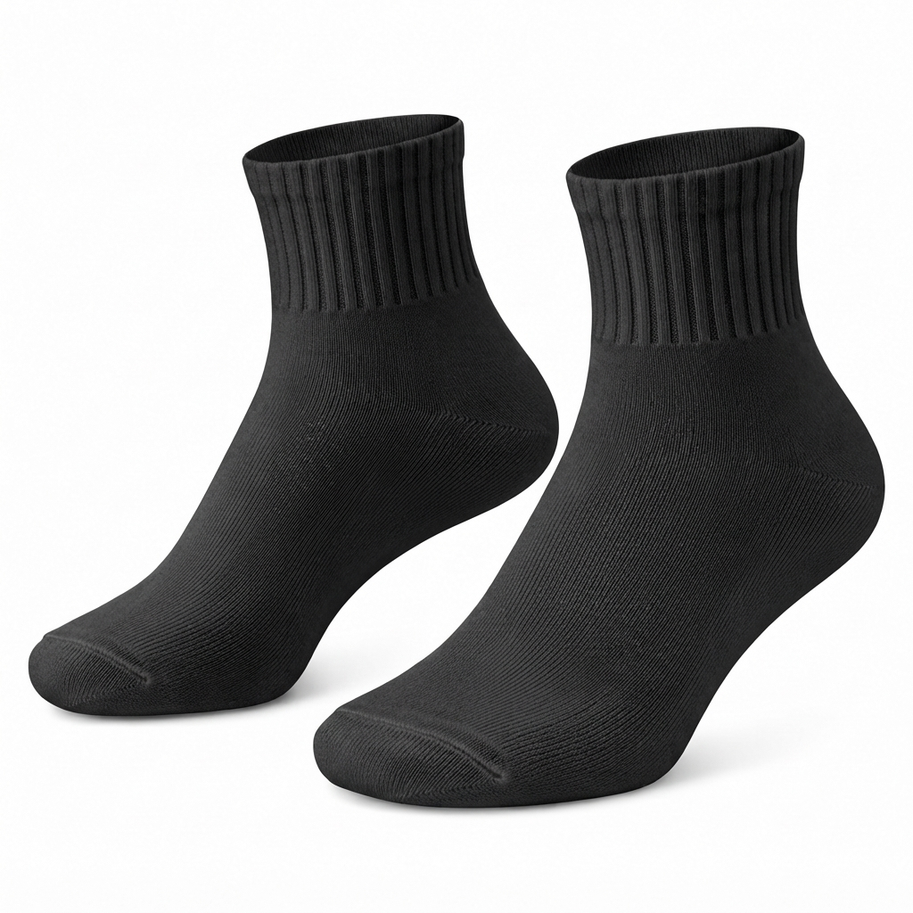 Terry Cotton Ankle Length Black Socks