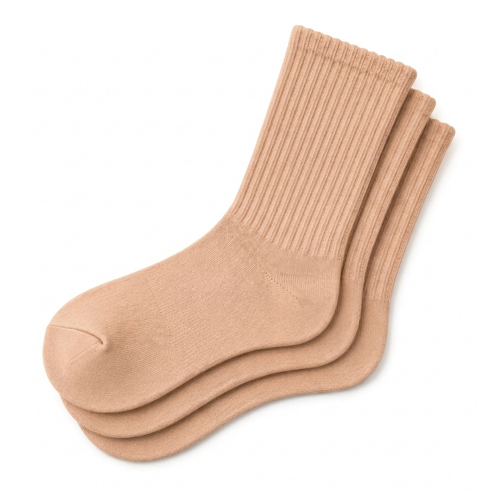 Skin Calf Length Pure Cotton Socks 4 Pairs