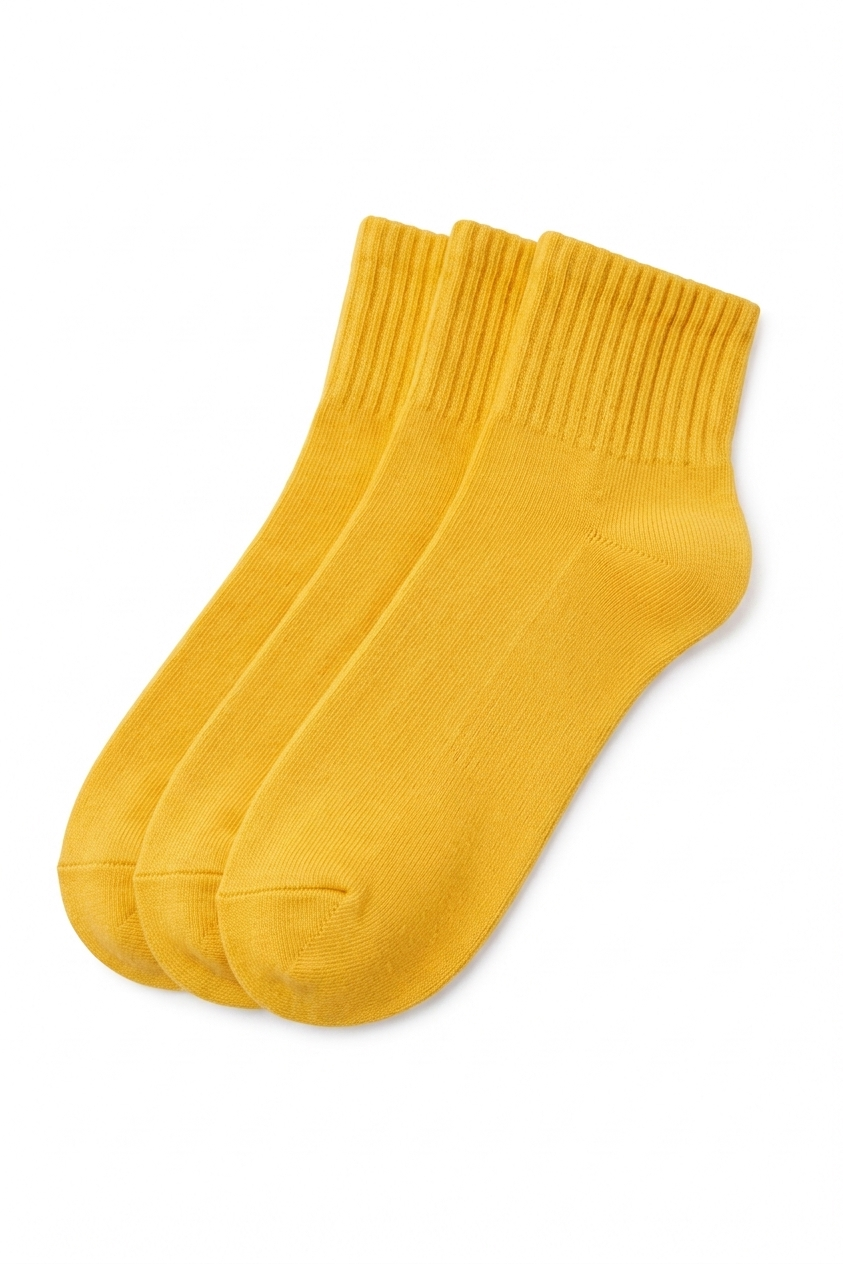Yellow Ankle Length Pure Cotton Socks 4 Pairs