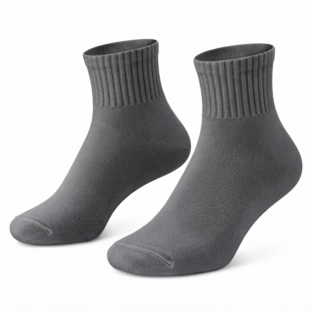 Terry Cotton Ankle Length Light Black Socks