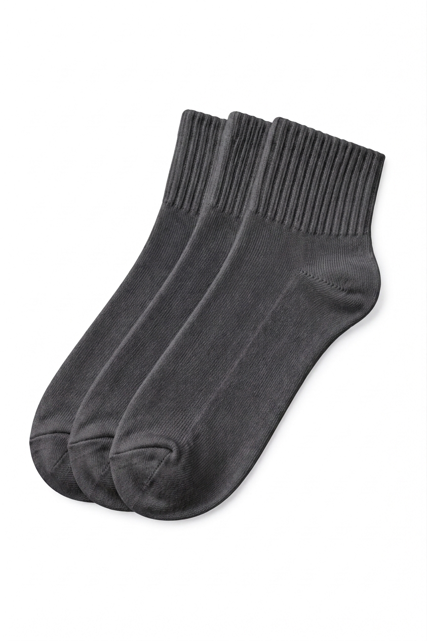 Light Black Ankle Length Pure Cotton Socks 4 Pairs