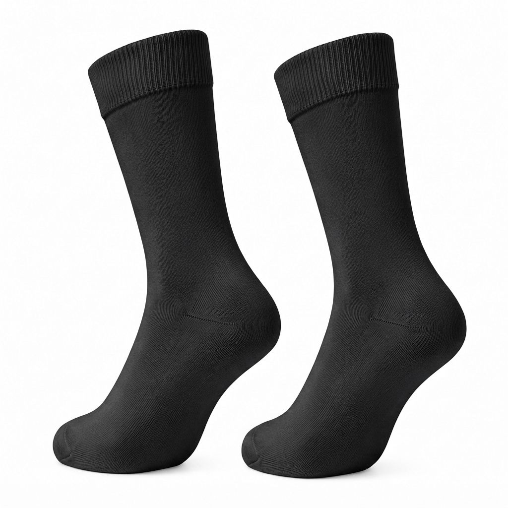 Stretch Fit Calf Length Black Socks