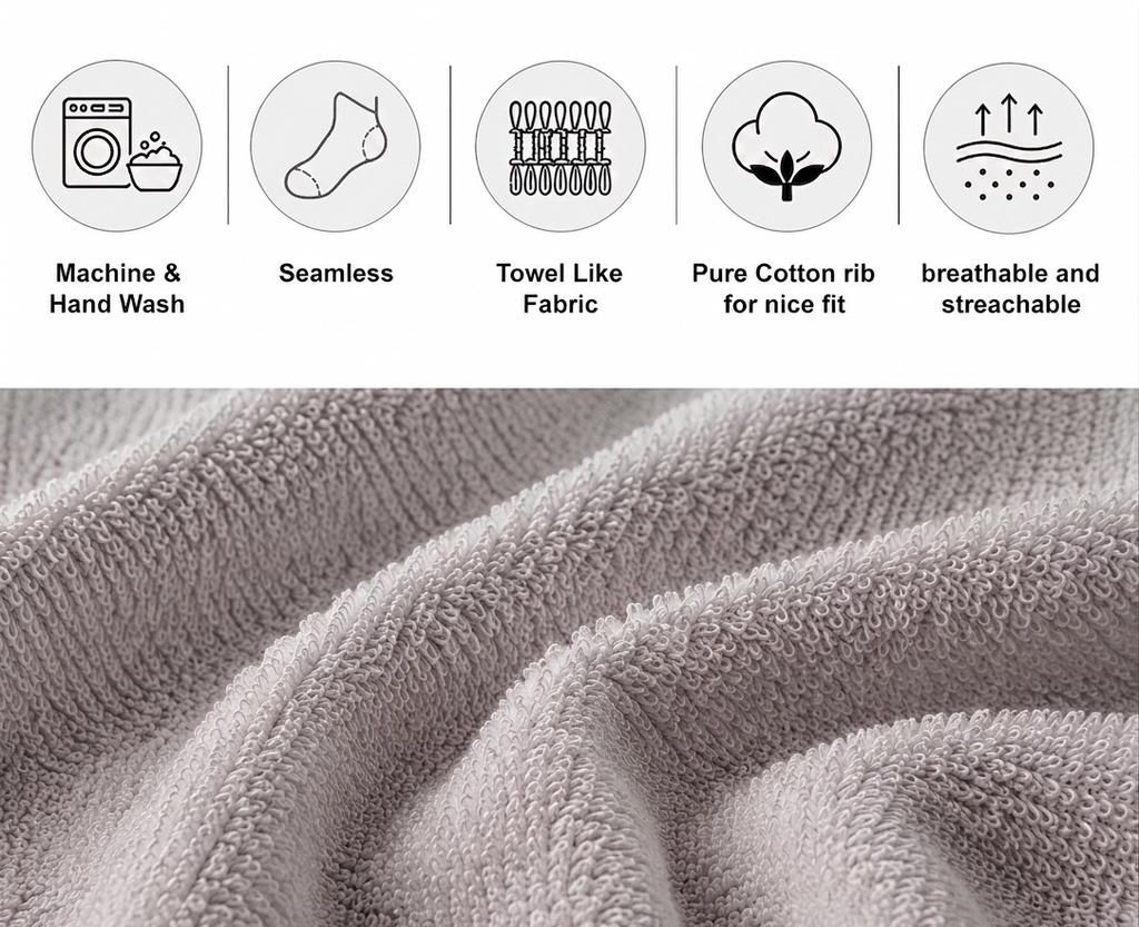 Grey Calf Length Pure Cotton Socks 4 Pairs