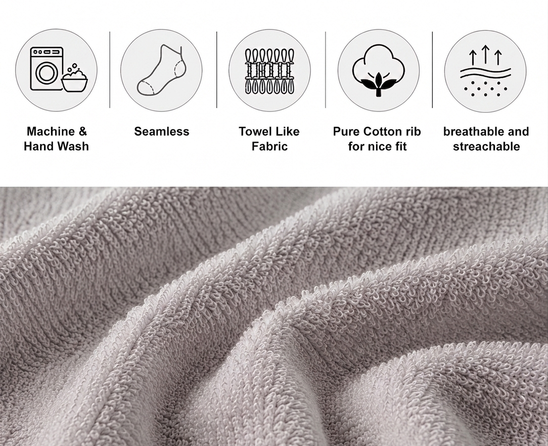 Grey Calf Length Pure Cotton Socks 4 Pairs