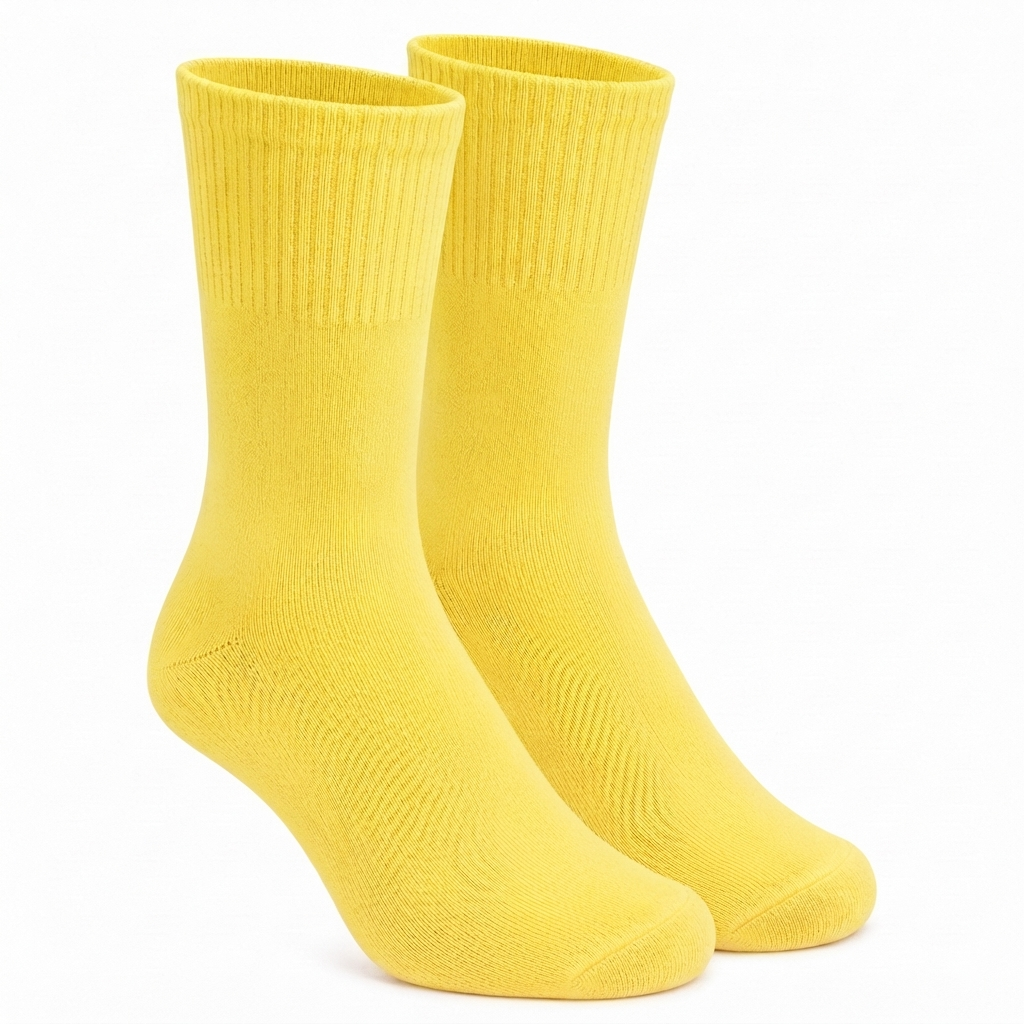 Yellow Calf Cotton Socks Non Terry 4 Pairs