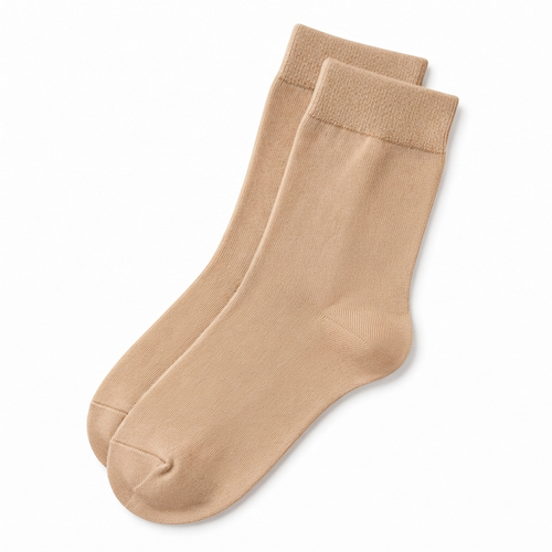 Stretch Fit Ankle Length Plain Light Brown Socks