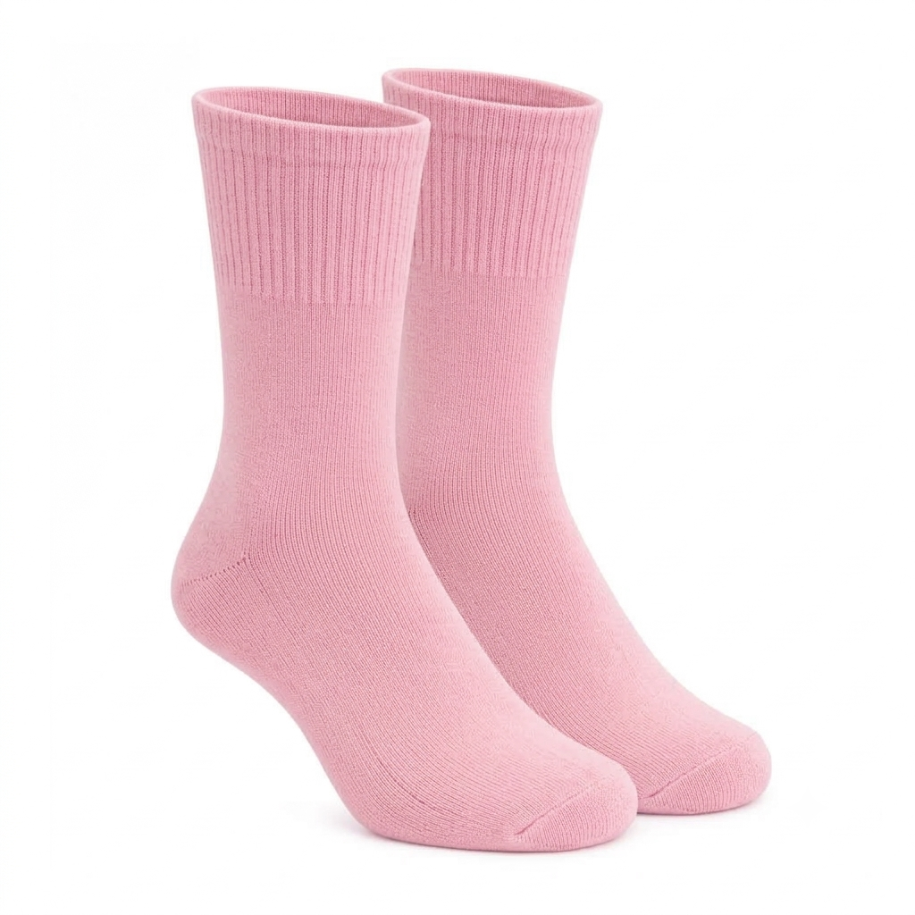 Terry Cotton Calf Length Pink Socks