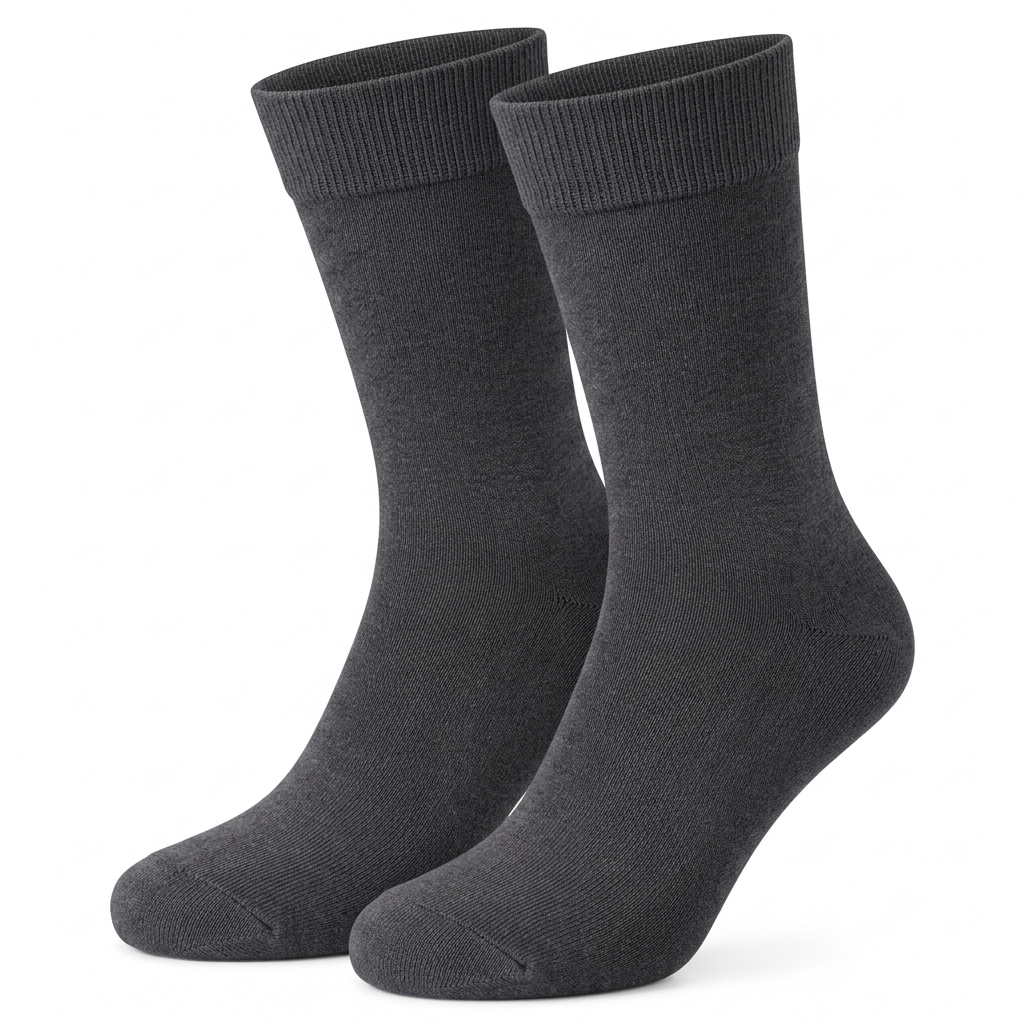 Stretch Fit Calf Length Light Black Socks