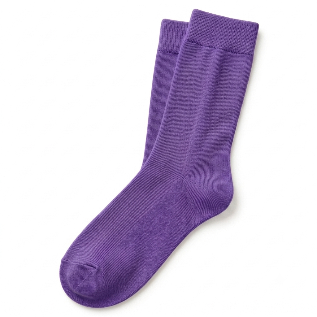 Stretch Fit Calf Length Purple Socks