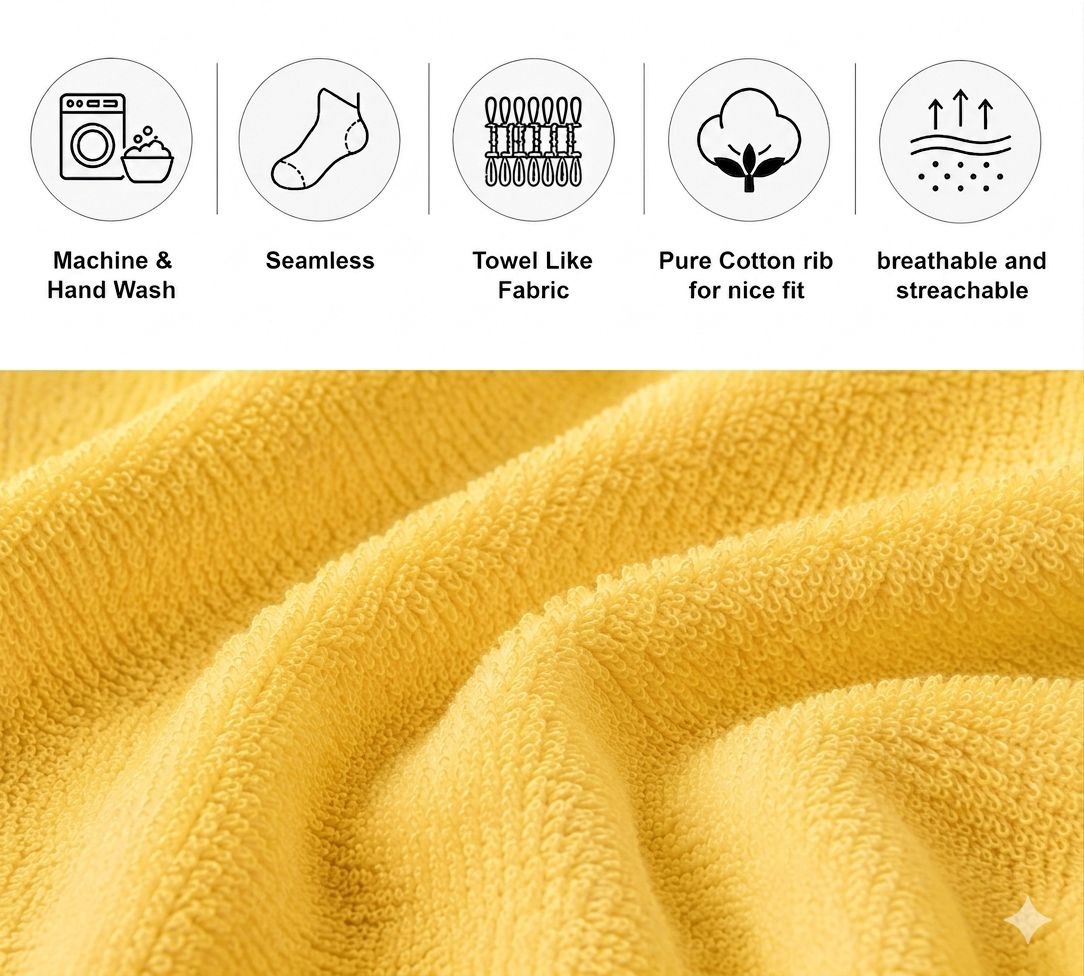 Yellow Ankle Length Pure Cotton Socks 4 Pairs