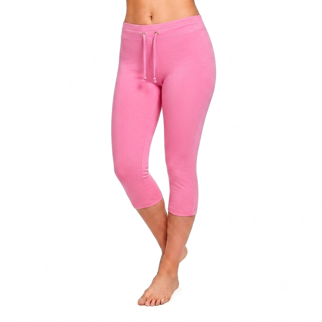 Pink Cotton Capri With Drawstring