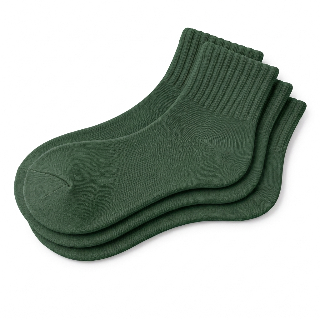 Dark Green Ankle Length Pure Cotton Socks 4 Pairs