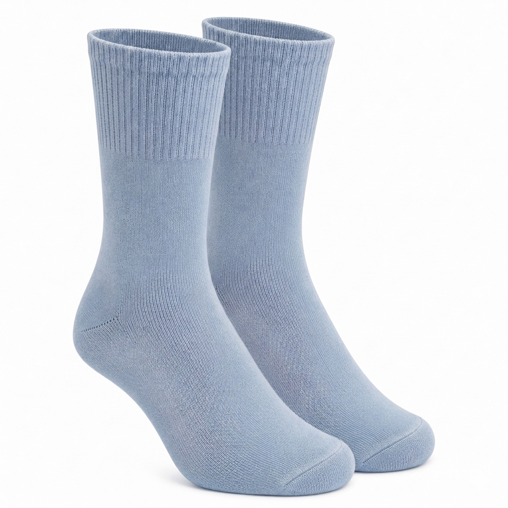 Faded Blue Blue Calf Length Pure Cotton Socks 4 Pairs