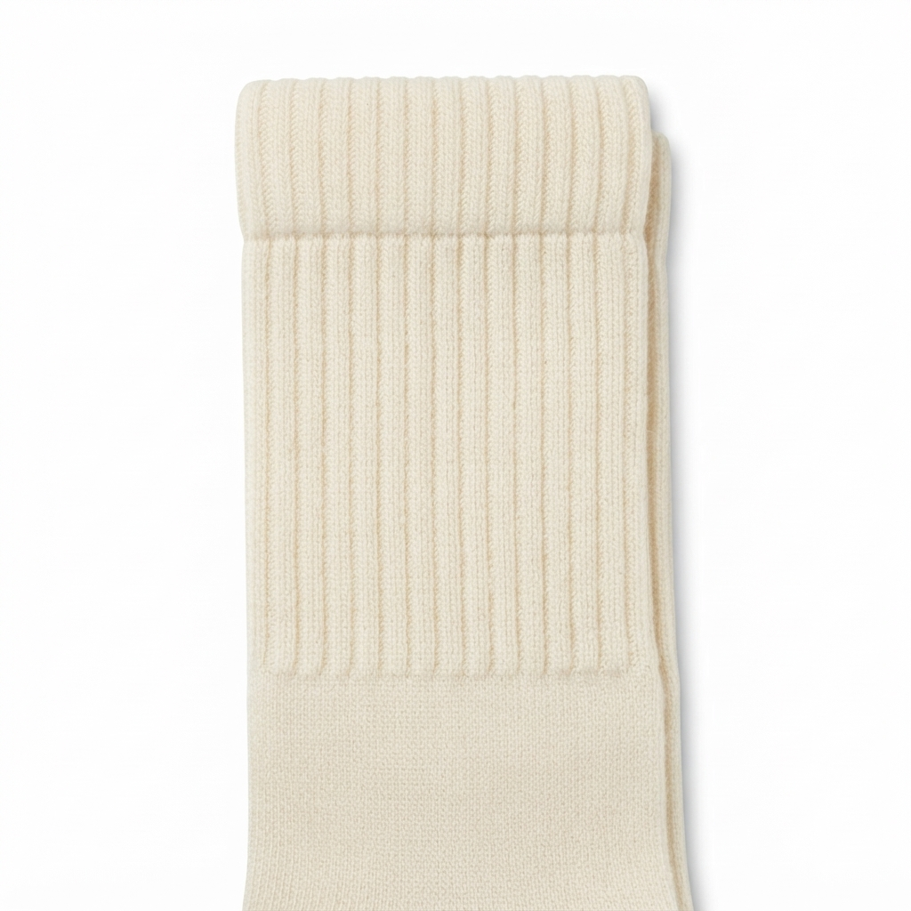Terry Cotton Calf Length Cream Socks