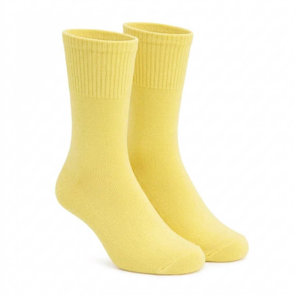 Terry Cotton Calf Length Yellow Socks