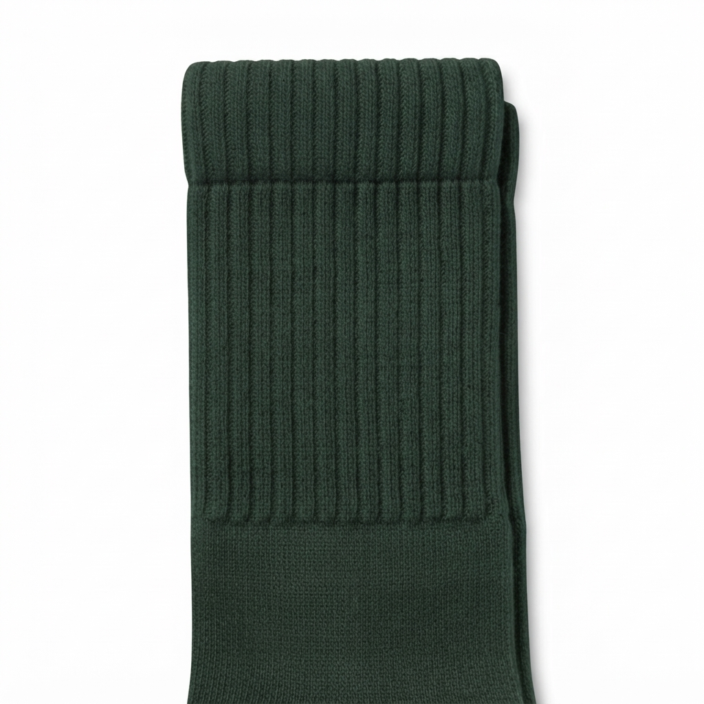 Terry Cotton Calf Length Dark Green Socks