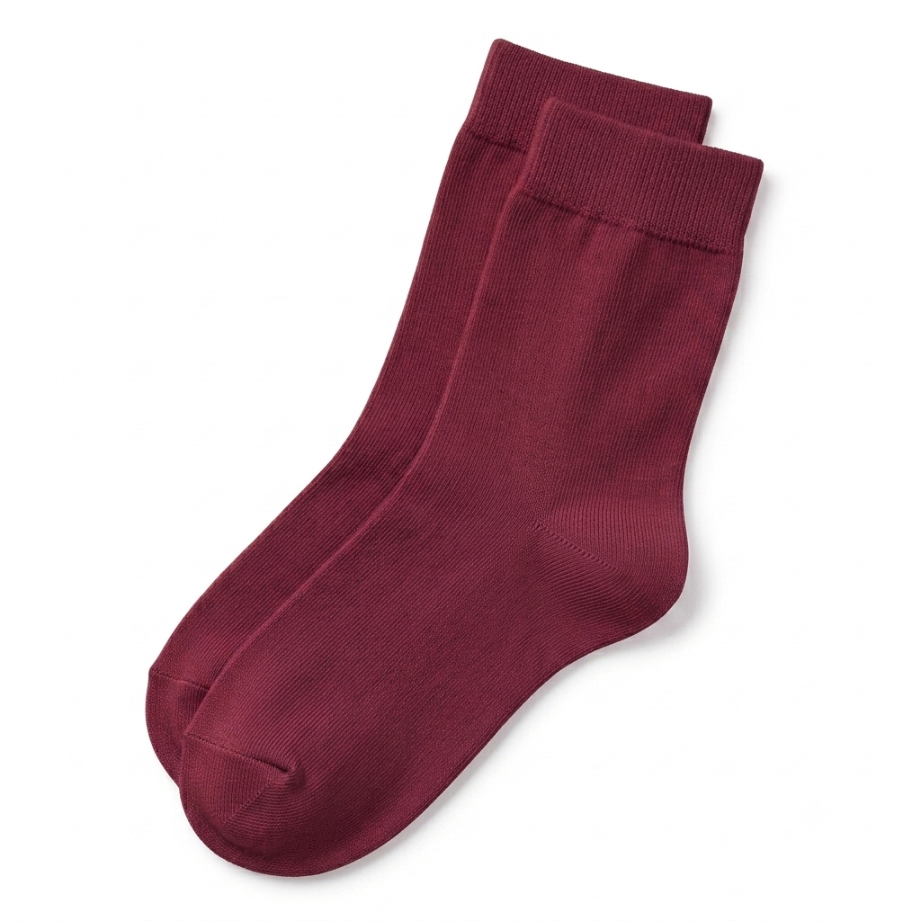 Stretch Fit Ankle Length Plain Wine Red Socks
