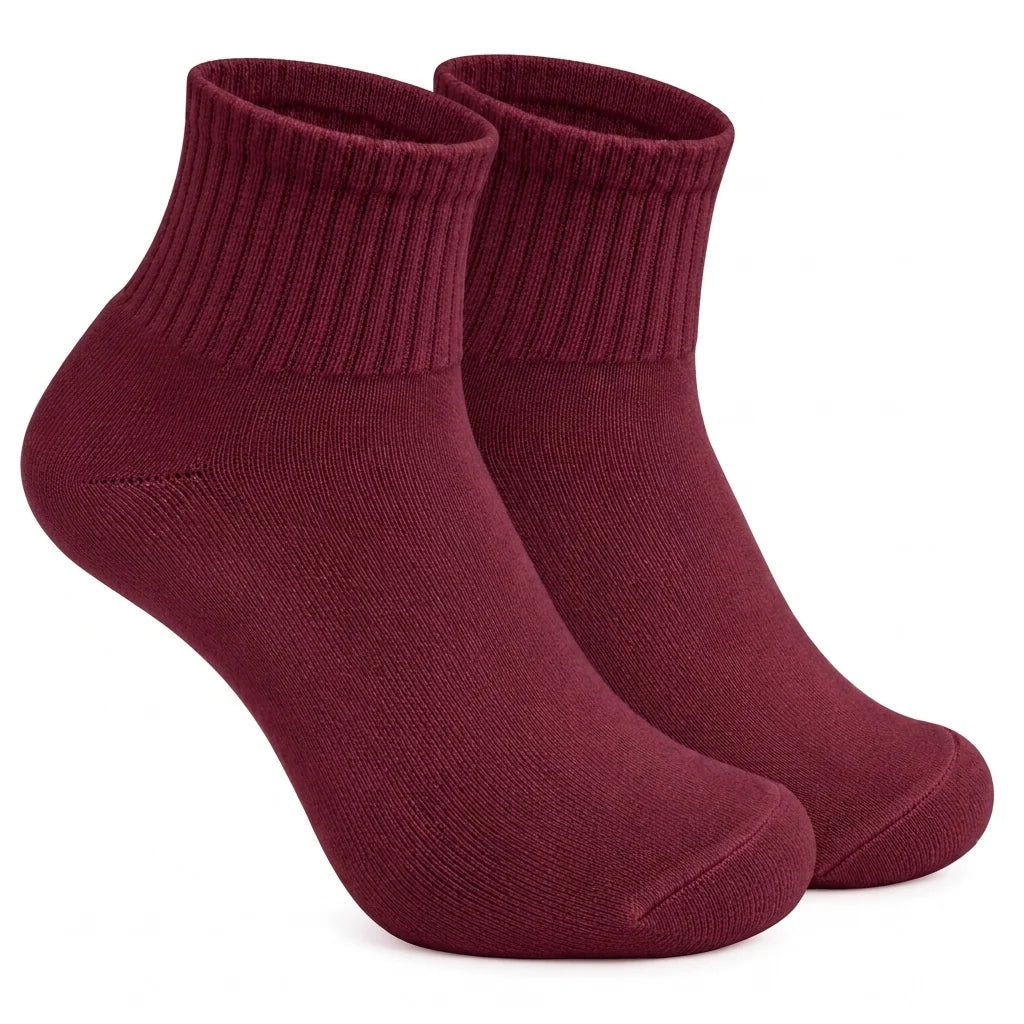 Terry Cotton Ankle Length Wine Red Socks