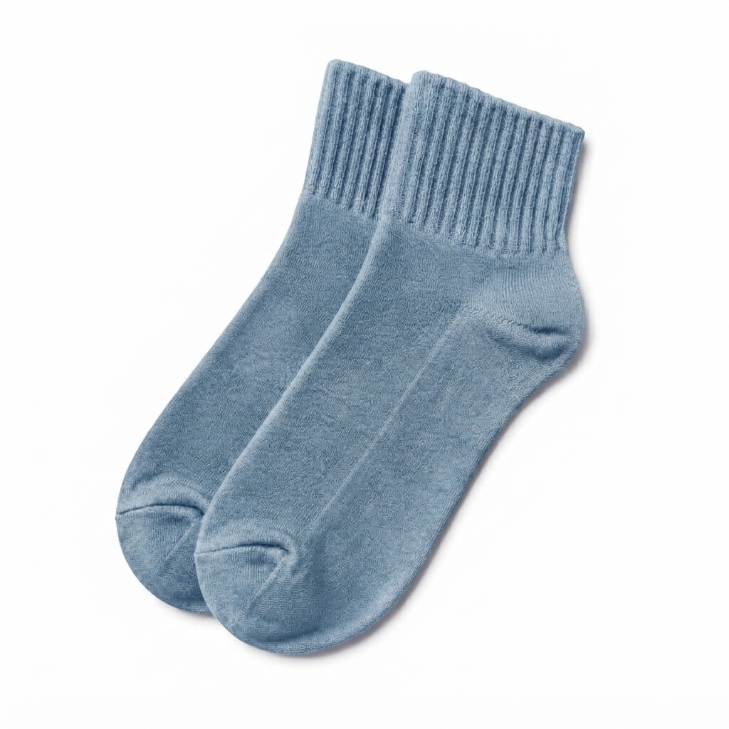 Terry Cotton Ankle Length Faded Blue Socks