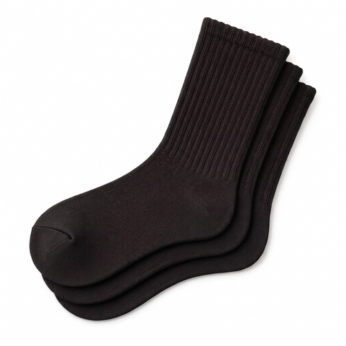 Black Calf Length Pure Cotton Socks 4 Pairs