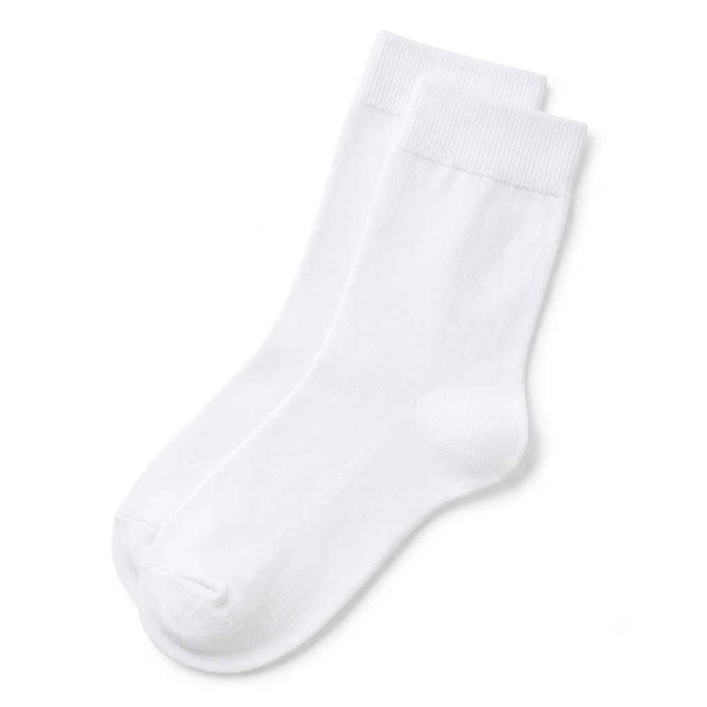 Stretch Fit Ankle Length Plain White Socks