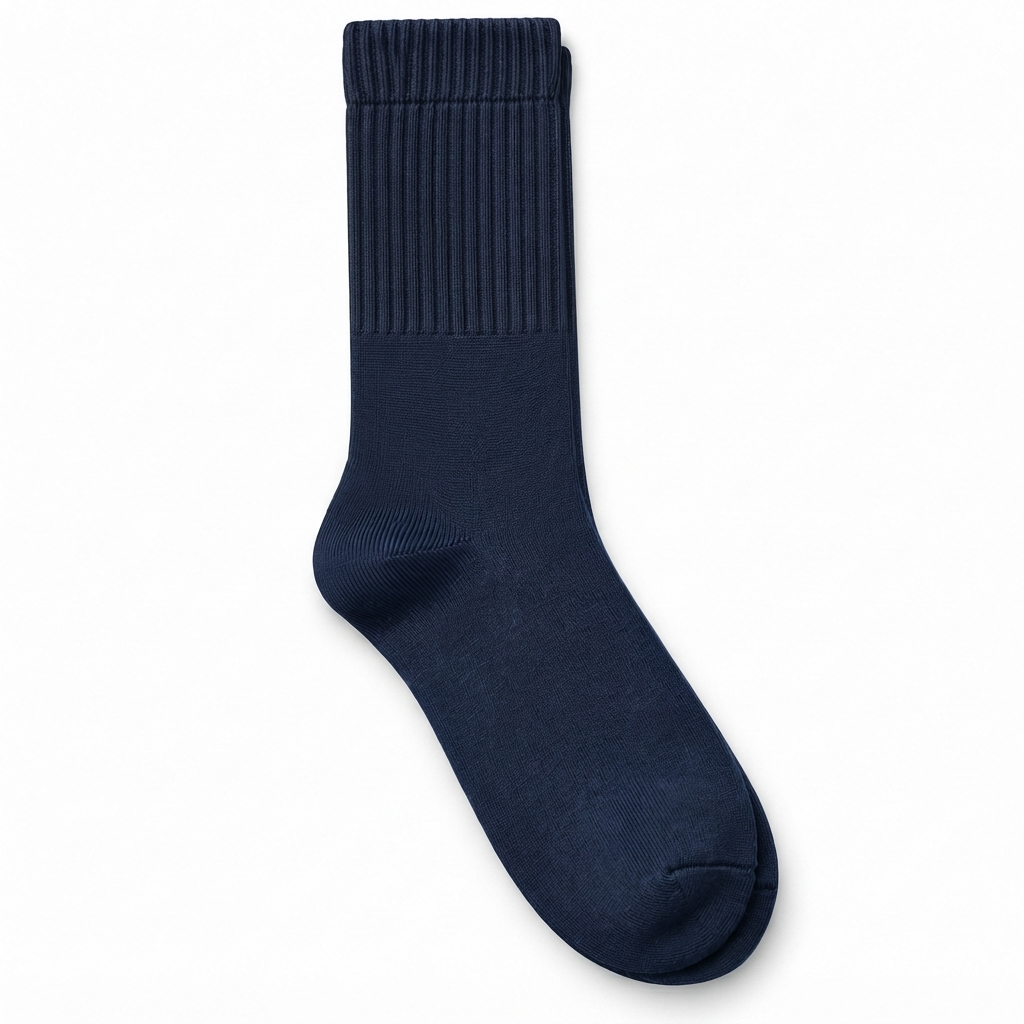 Terry Cotton Calf Length Navy Blue Socks