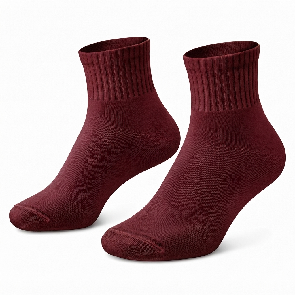 Terry Cotton Ankle Length Wine Red Socks