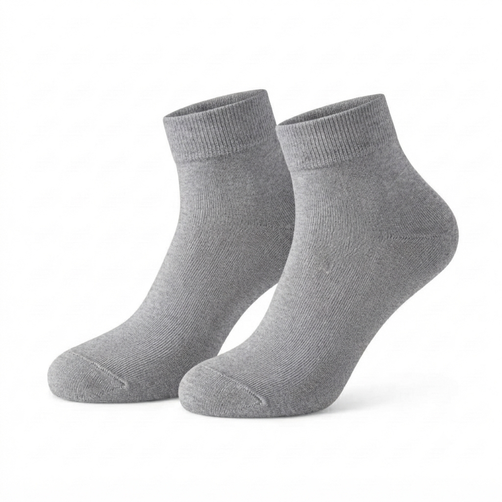 Stretch Fit Ankle Length Plain Grey Socks